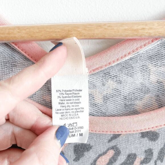 7th Ray Womens Lounge Dress Sleepwear Drawstring Animal Print Pink Medium - Picture 7 of 8